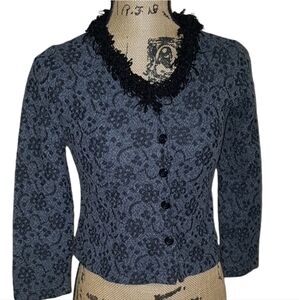 Vnt 80s Jr.Kraze MEDIUM Cropped Button Front Sweater Retroglam Cozycore Girlboss